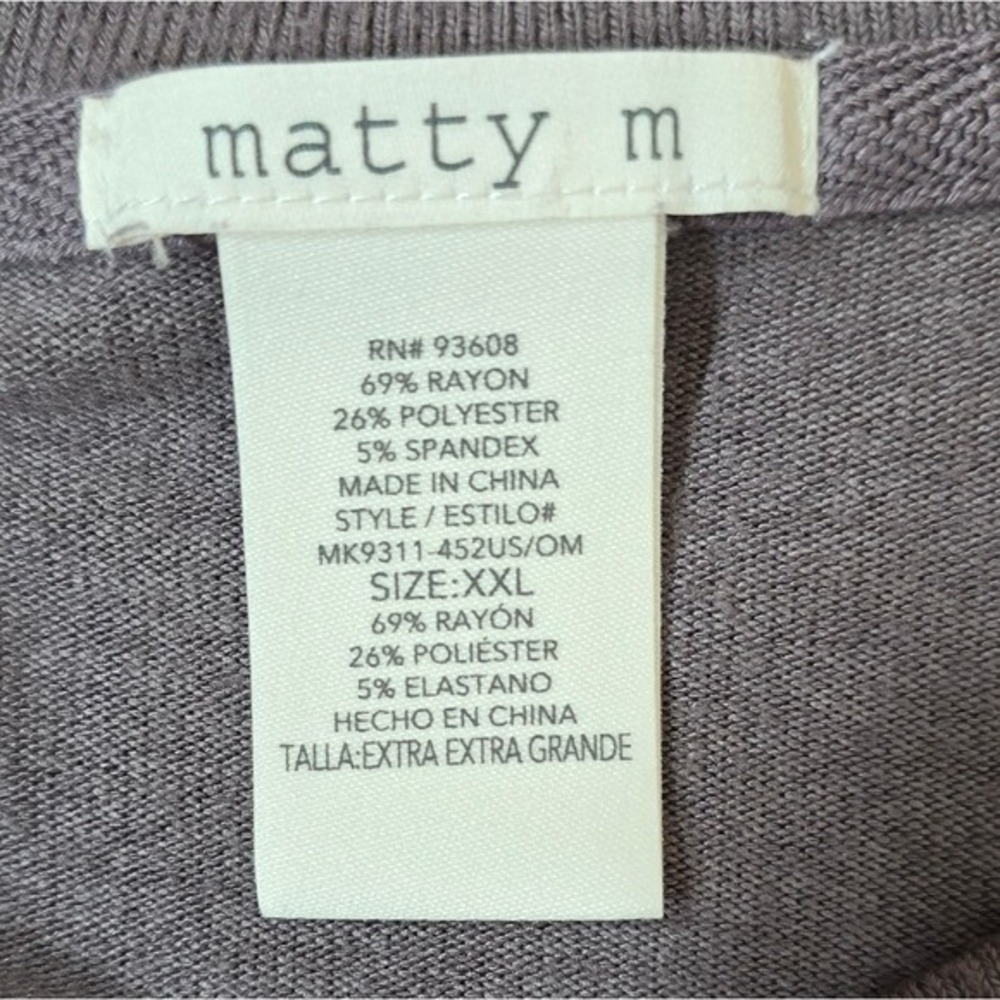 Matty M Women XXL Purple-Gray Long Sleeve Crew Neck Lightweight Sweater - Picture 4 of 5